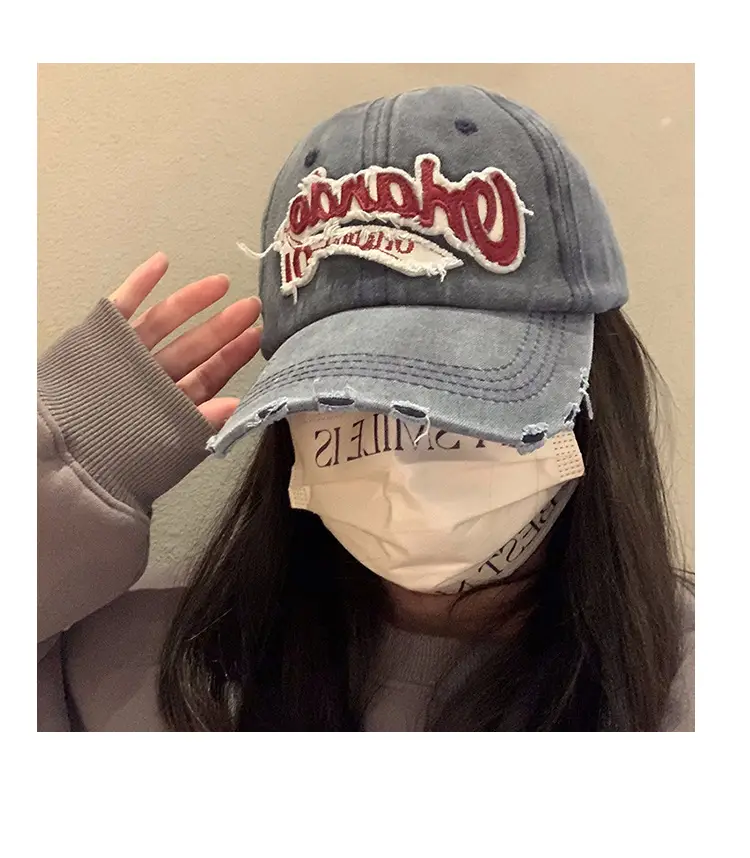 Vintage Old English Baseball Cap Women Korean Embroidered Couple Hip-hop Curved Wash Cap Men Trendy — feature 5