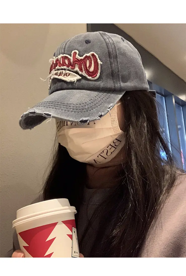 Vintage Old English Baseball Cap Women Korean Embroidered Couple Hip-hop Curved Wash Cap Men Trendy — feature 7