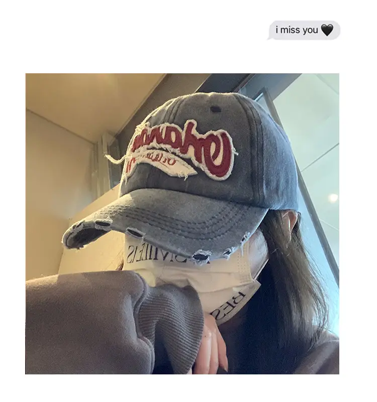 Vintage Old English Baseball Cap Women Korean Embroidered Couple Hip-hop Curved Wash Cap Men Trendy — feature 8