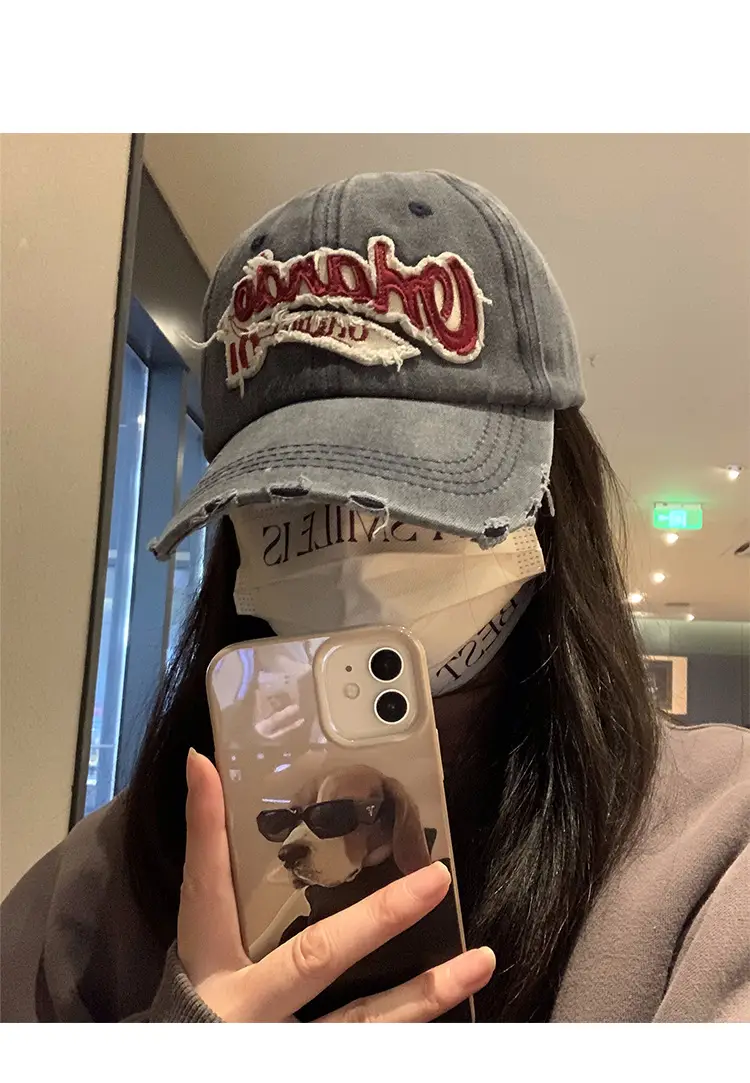 Vintage Old English Baseball Cap Women Korean Embroidered Couple Hip-hop Curved Wash Cap Men Trendy — feature 9