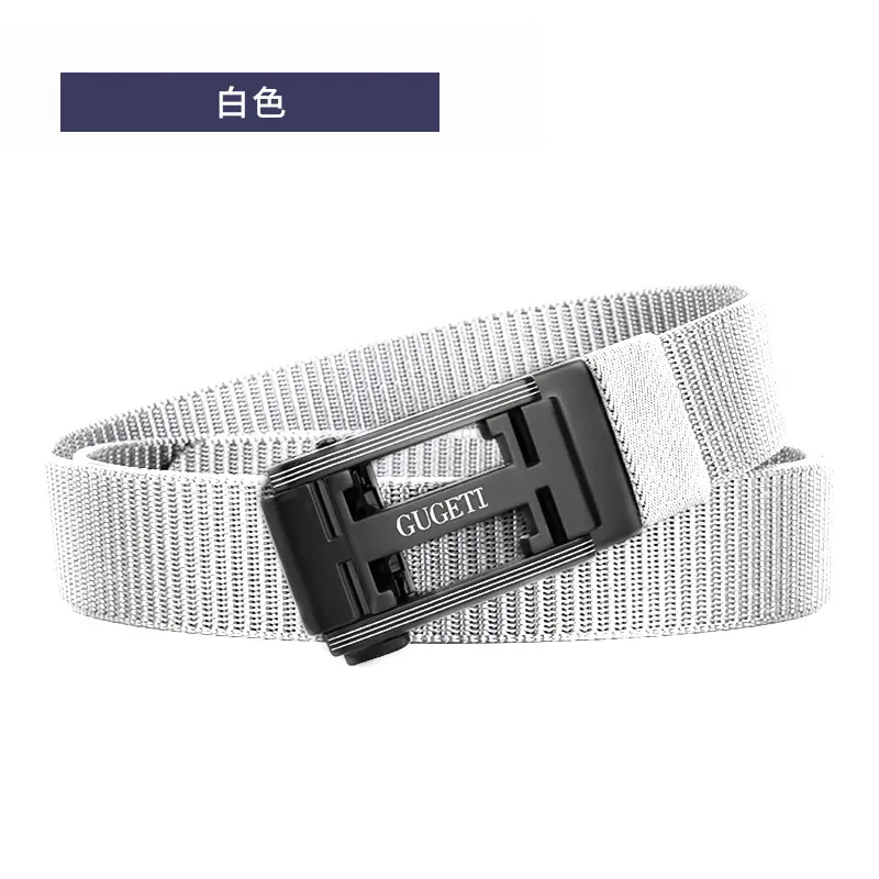 White Mesh I-Shaped Buckle Belt for Men - Image 9