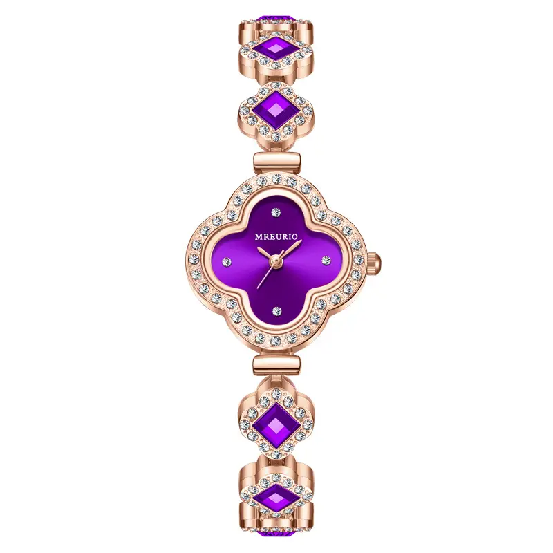 Live Hot Hot Hot Fashion Four-leaf Clover Bracelet Quartz Watch Emerald Women's Watch Women's Watch Factory Wholesale
