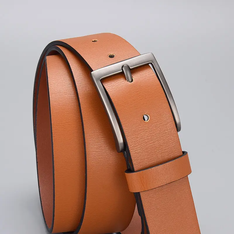 Men's Brown Leather Belt with Pu Pin Buckle Wholesale - Image 4