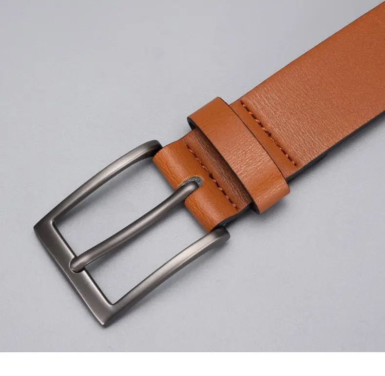 Men's Brown Leather Belt with Pu Pin Buckle Wholesale — feature 5