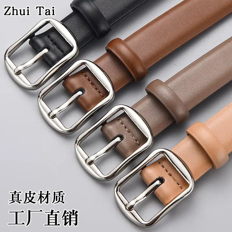 Women's Leather Belt with Pin Buckle Brown - Image 5