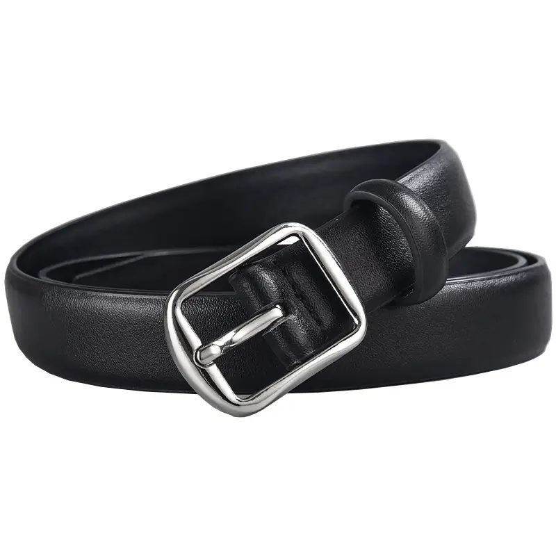 Women's Leather Belt with Pin Buckle Brown - Image 9