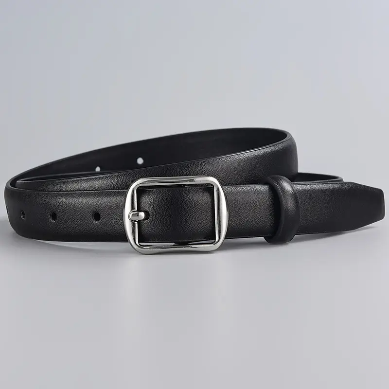 Women's Leather Belt with Pin Buckle Brown β feature 8
