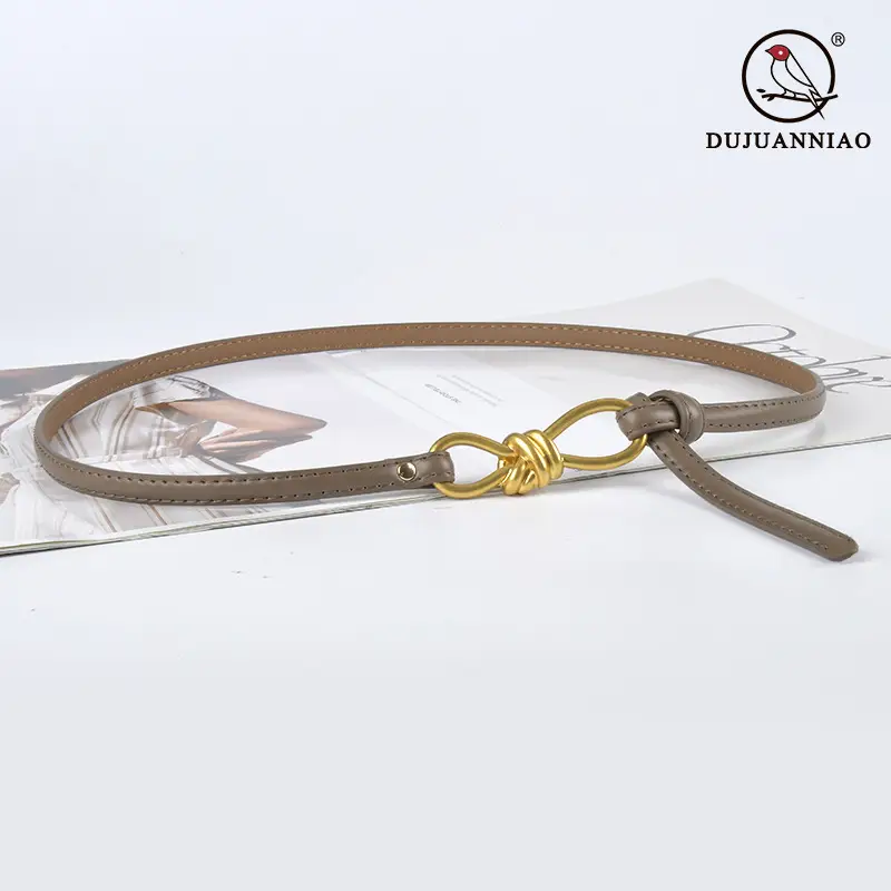 Genuine Leather Women's Belt with Skirt Dress - Image 25