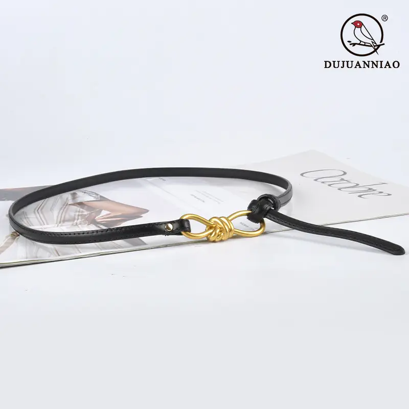 Genuine Leather Women's Belt with Skirt Dress - Image 26