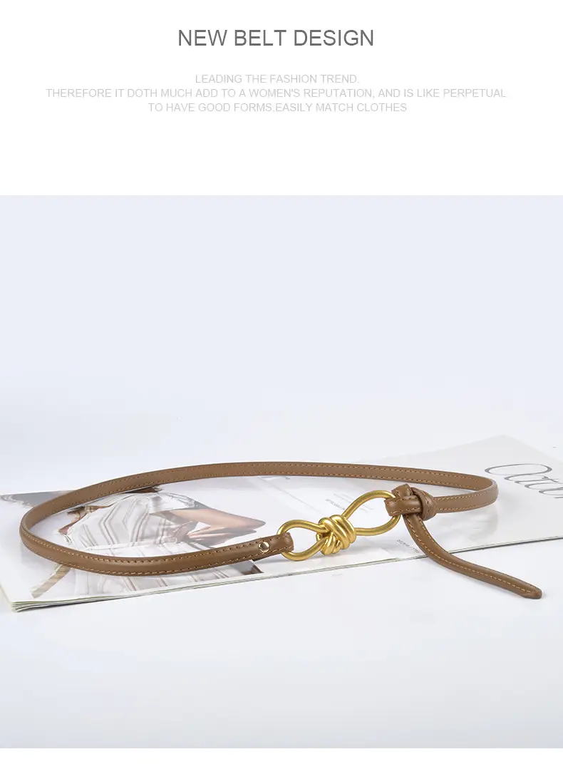 Genuine Leather Women's Belt with Skirt Dress β feature 11
