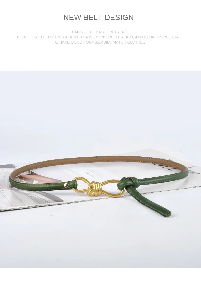 Genuine Leather Women's Belt with Skirt Dress β feature 14