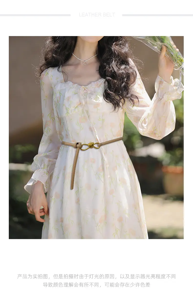 Genuine Leather Women's Belt with Skirt Dress β feature 2