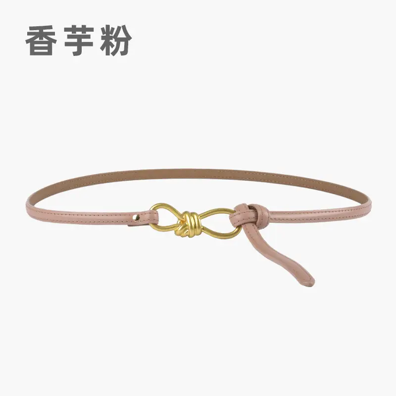 Genuine Leather Women's Belt with Skirt Dress - Image 11