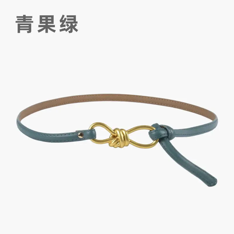 Genuine Leather Women's Belt with Skirt Dress - Image 12