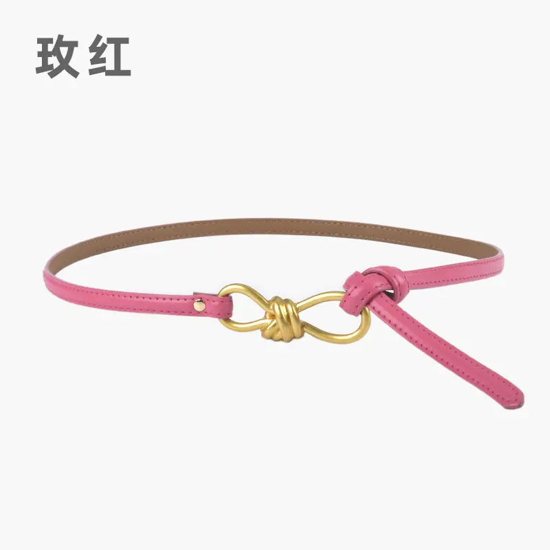 Genuine Leather Women's Belt with Skirt Dress - Image 15