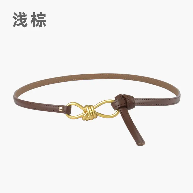 Genuine Leather Women's Belt with Skirt Dress - Image 16