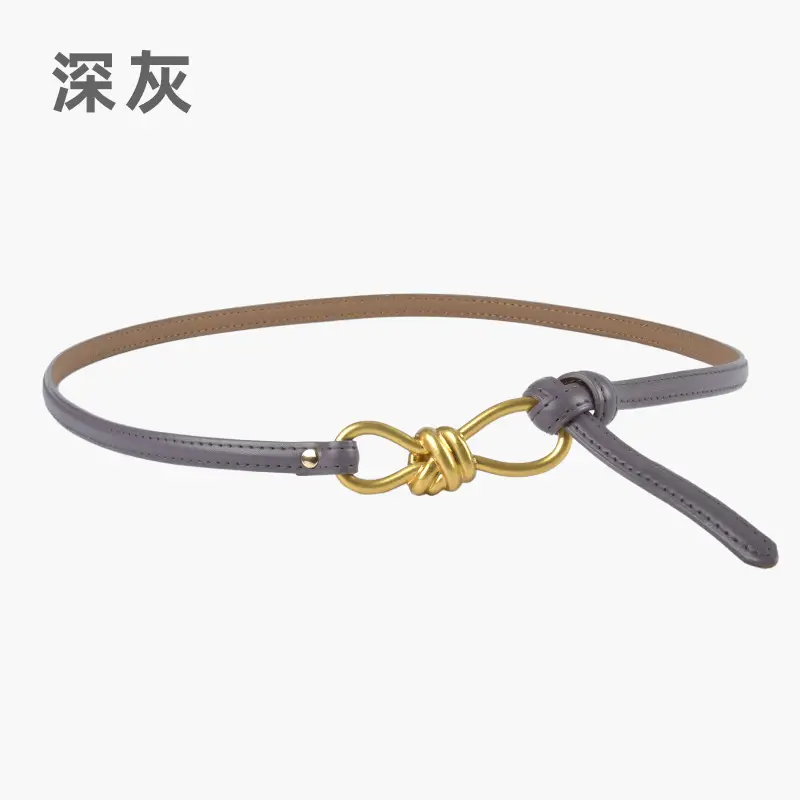 Genuine Leather Women's Belt with Skirt Dress - Image 17
