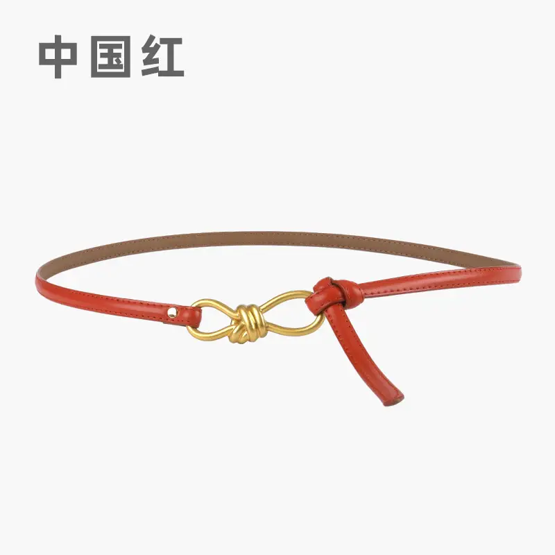 Genuine Leather Women's Belt with Skirt Dress - Image 2