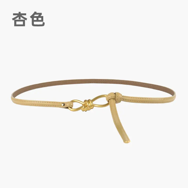 Genuine Leather Women's Belt with Skirt Dress - Image 19