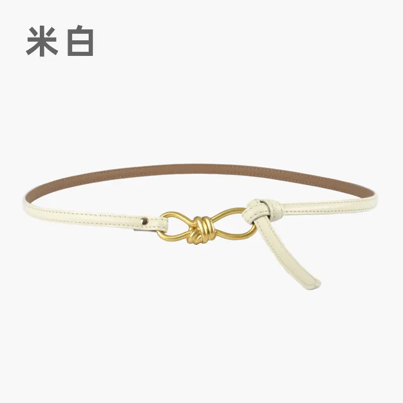 Genuine Leather Women's Belt with Skirt Dress - Image 20
