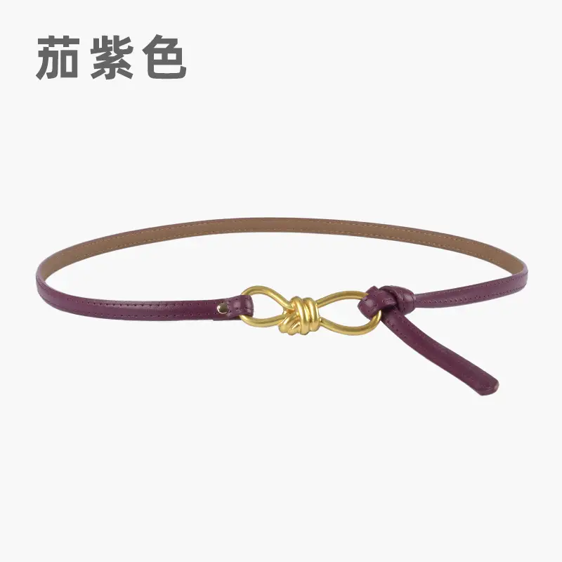 Genuine Leather Women's Belt with Skirt Dress - Image 21