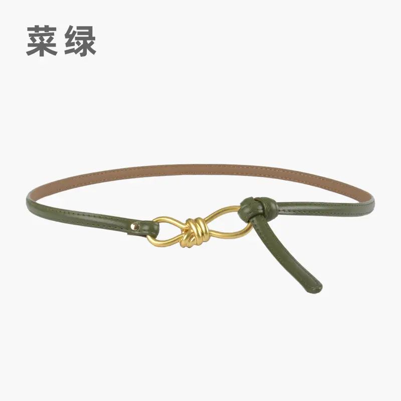 Genuine Leather Women's Belt with Skirt Dress - Image 22