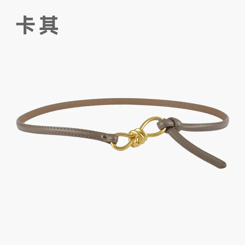 Genuine Leather Women's Belt with Skirt Dress - Image 4