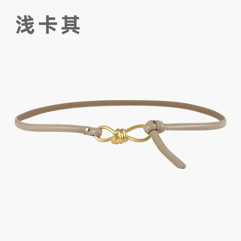 Genuine Leather Women's Belt with Skirt Dress - Image 5