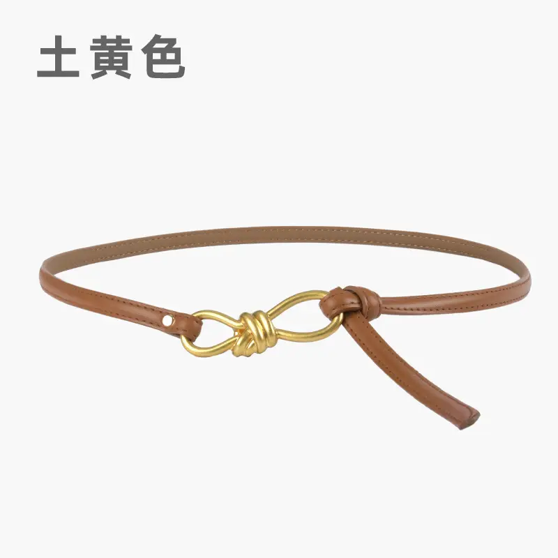 Genuine Leather Women's Belt with Skirt Dress - Image 6