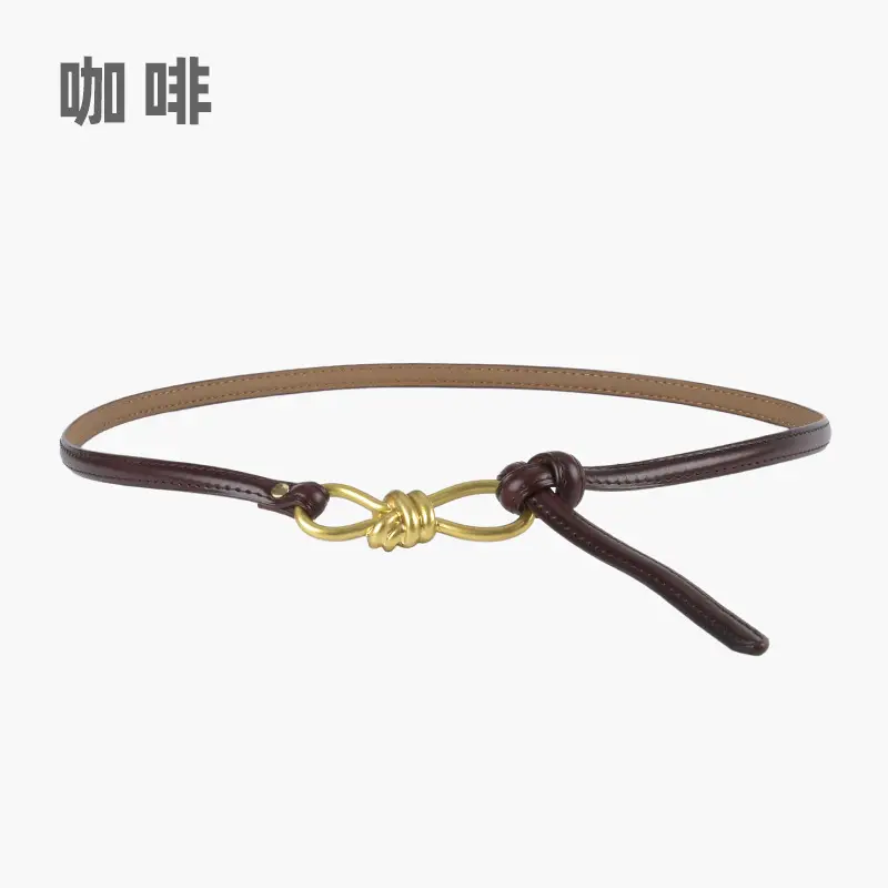 Genuine Leather Women's Belt with Skirt Dress - Image 7