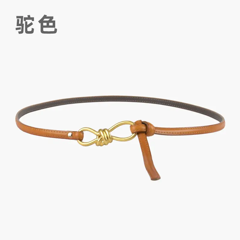 Genuine Leather Women's Belt with Skirt Dress - Image 8