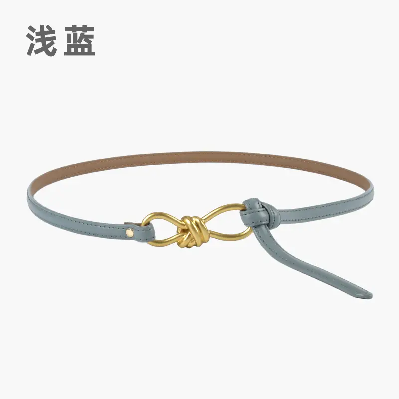 Genuine Leather Women's Belt with Skirt Dress - Image 9