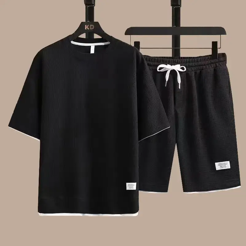 Men Black 2-Piece Running Shorts Set - Image 7