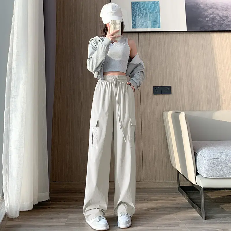 Women's Light Gray Ice Silk Sunscreen Set High Waist Loose Slimming - Image 9