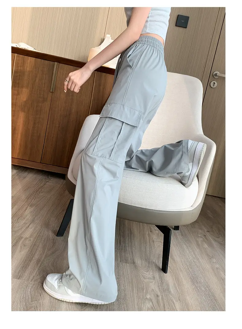 Women's Light Gray Ice Silk Sunscreen Set High Waist Loose Slimming — feature 19
