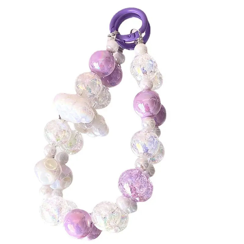 Pink Beaded Cloud Phone Case Chain Pendant Earphone Bag - Image 9