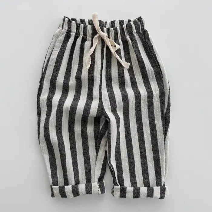 Korean-style Striped Trousers for Boys Girls Baby Outfit - Image 3