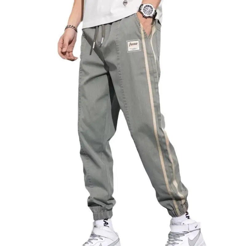 Men's Grey Tencel Casual Pants Spring Summer Loose Straight Ankle - Image 8
