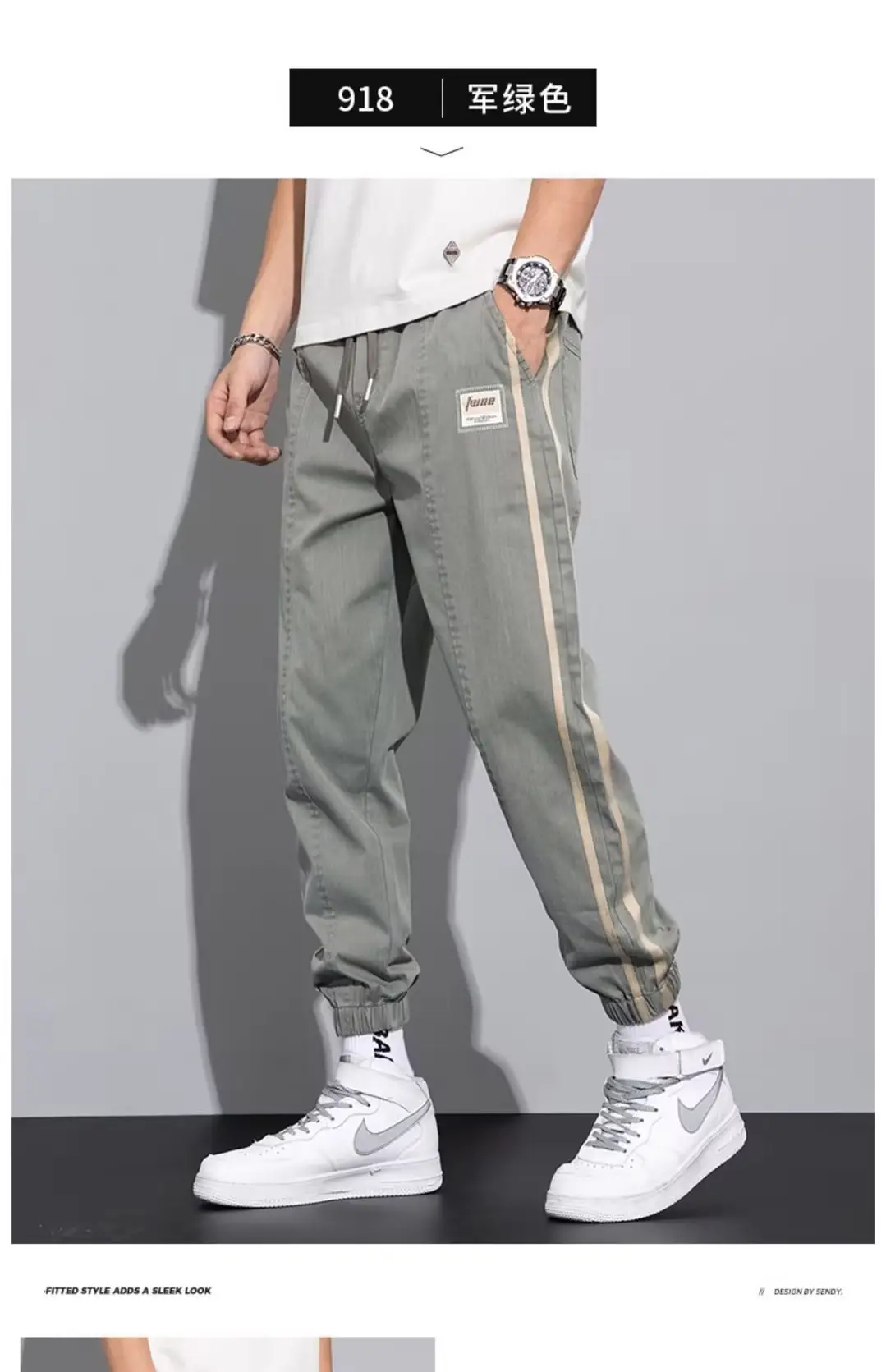 Men's Grey Tencel Casual Pants Spring Summer Loose Straight Ankle — feature 23