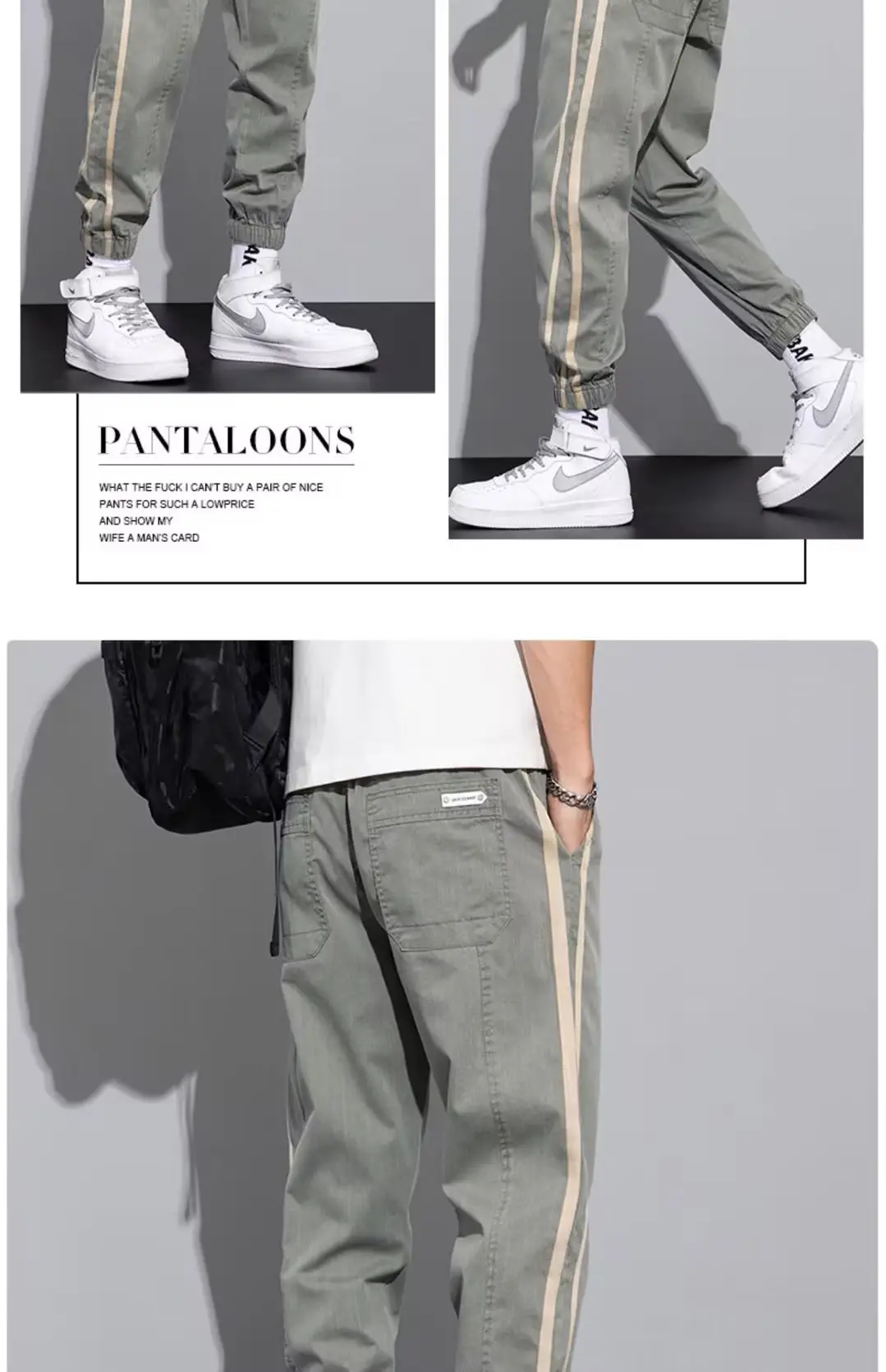 Men's Grey Tencel Casual Pants Spring Summer Loose Straight Ankle — feature 24