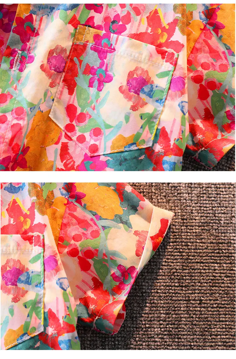 Children Floral Shirt Shorts Set Summer Boys Casual White Sneakers — feature 13