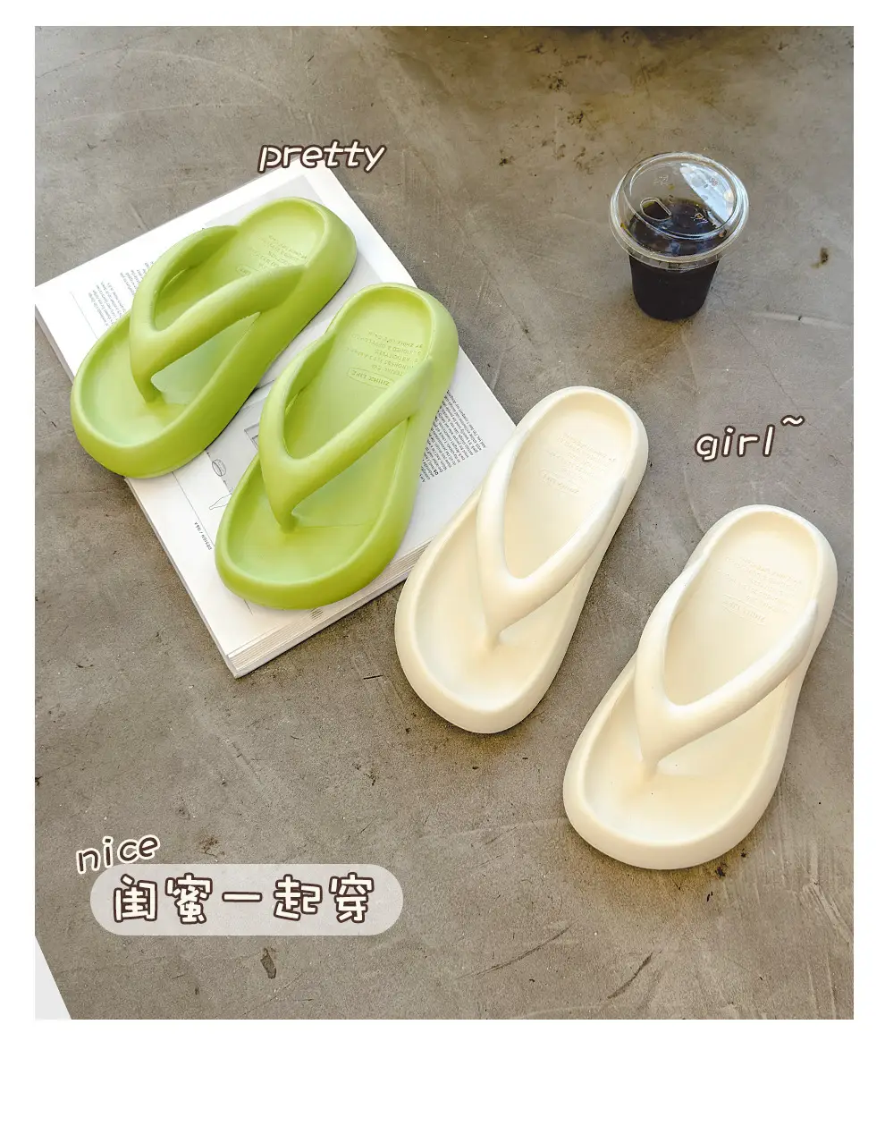 Women's Black Thick Sole Flip Flops Summer Beach Sandals — feature 2