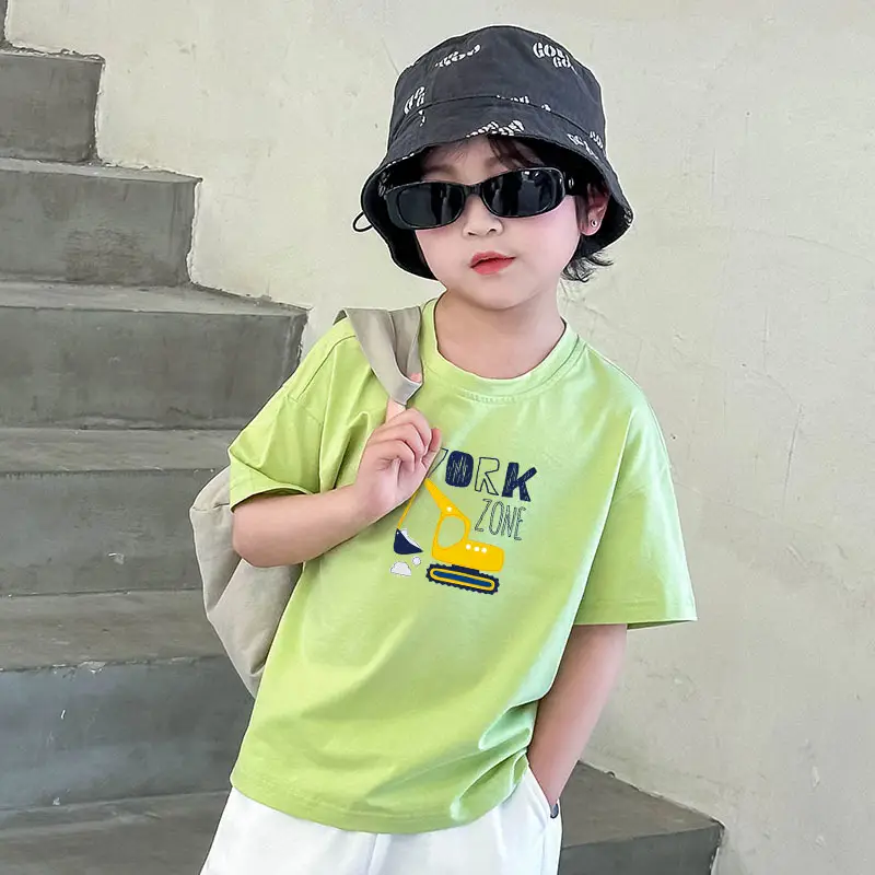 Kids Green Short Sleeve Cotton T-Shirt Summer Wear