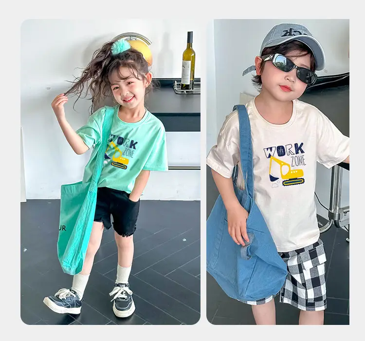 Kids Green Short Sleeve Cotton T-Shirt Summer Wear — feature 10