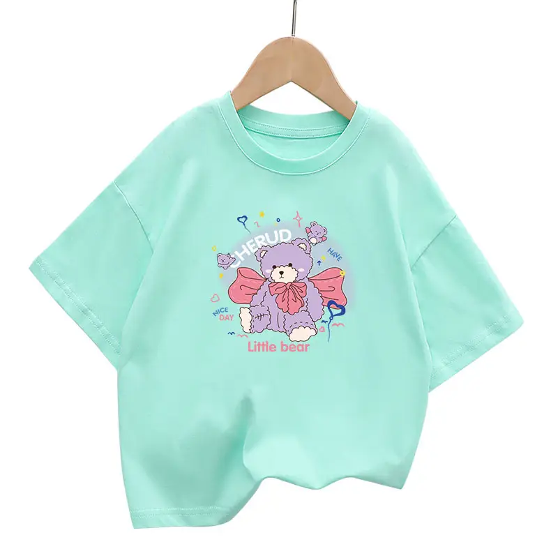Kids Green Short Sleeve Cotton T-Shirt Summer Wear