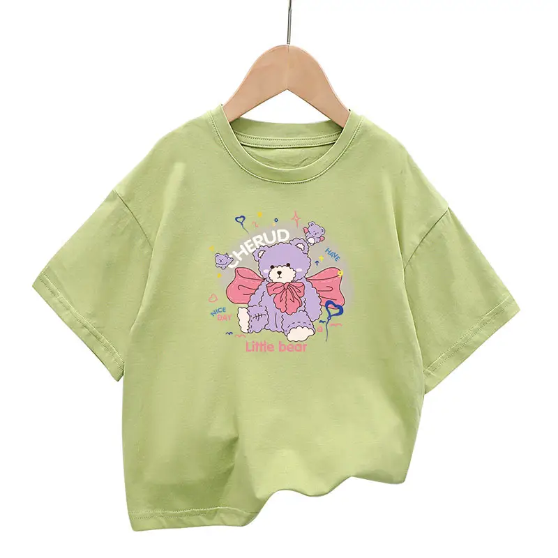 Kids Green Short Sleeve Cotton T-Shirt Summer Wear