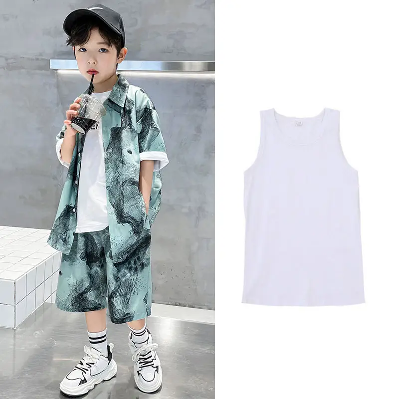 Chinese Style Boys Summer Shirt Set White Tie Dye Shorts - Image 2