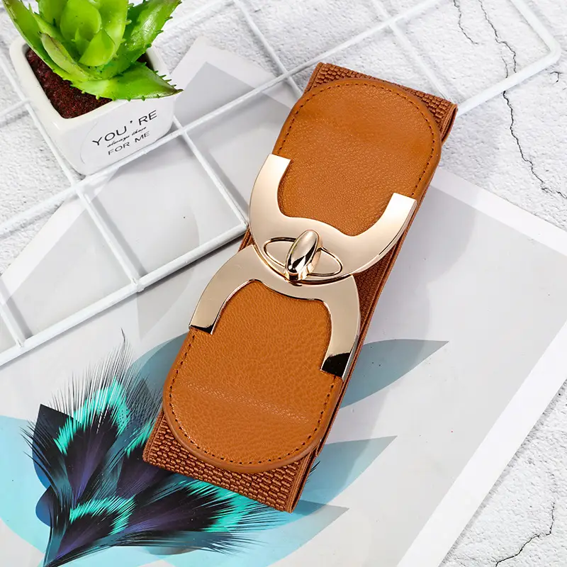 Women's White Elastic Belt Sandals with Gold Logo