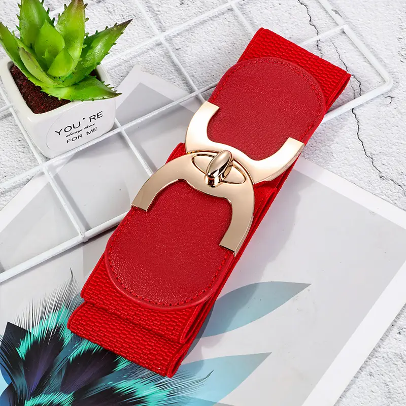 Women's White Elastic Belt Sandals with Gold Logo — feature 5