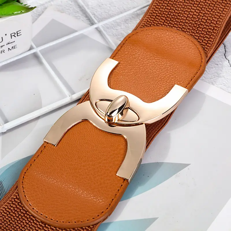 Women's White Elastic Belt Sandals with Gold Logo
